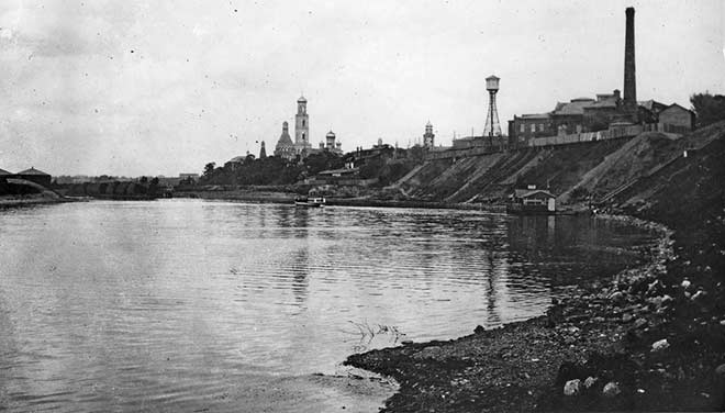 Вид на Симонов монастырь и завод Бари в Симоновской (теперь Ленинской) слободе