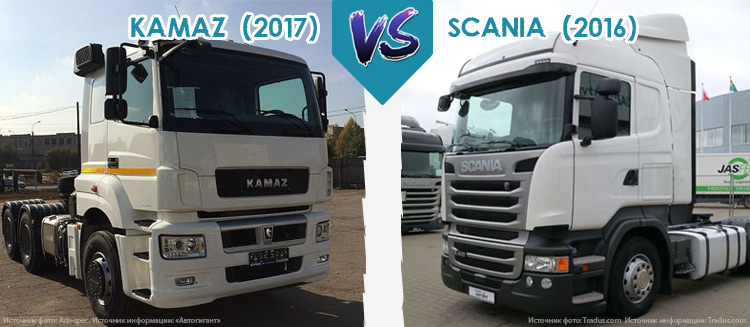 Scania (2016 г.) VS KAMAZ (2017 г.)