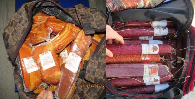 Жительница Харьковской области намеревалась провезти на территорию Крыма мясные и колбасные изделия весом 334 кг